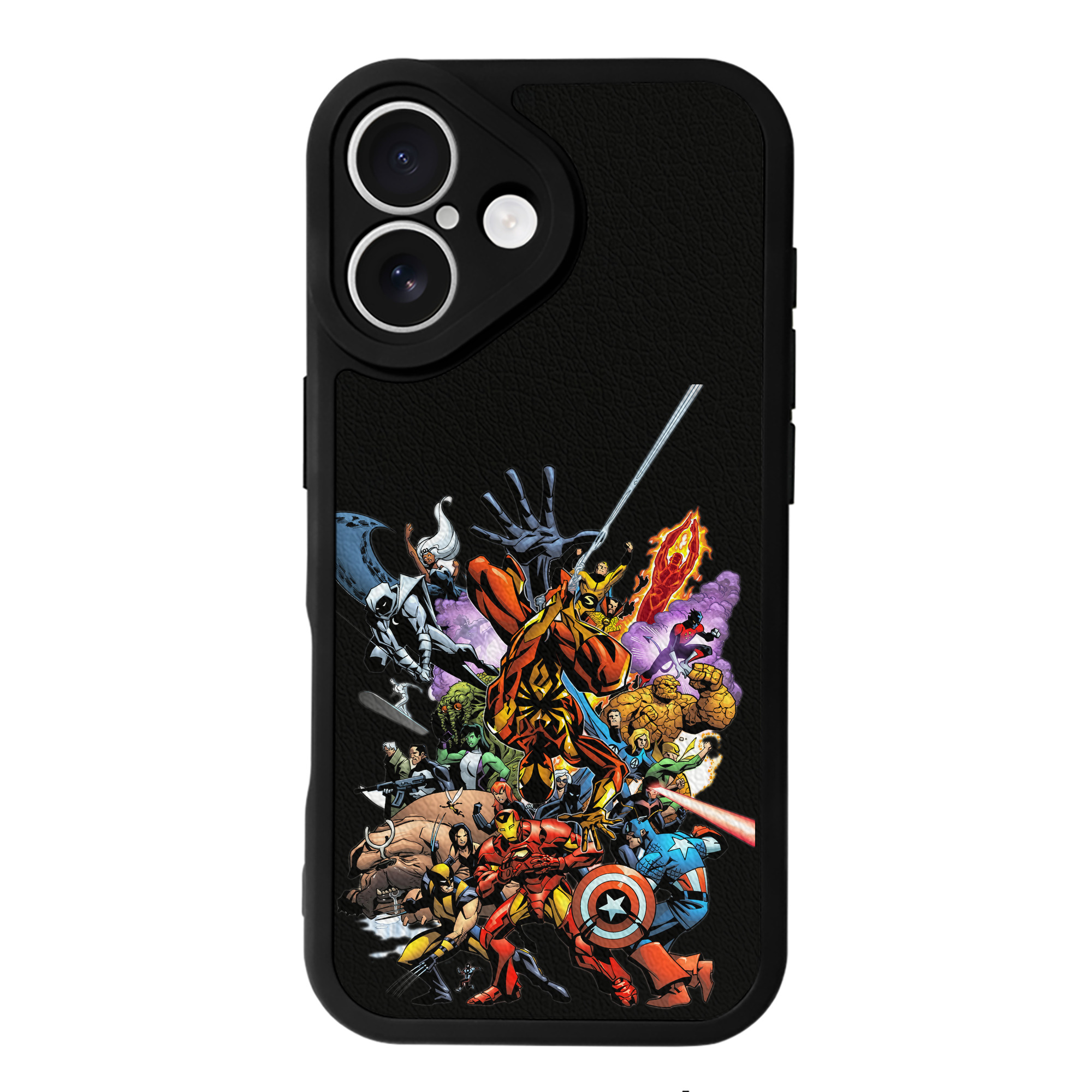 （画像用） アベンジャーズ The Avengers 【iPhone 16シリーズ対応】シリコンスマホケース（レザー調） 材質：シリコン